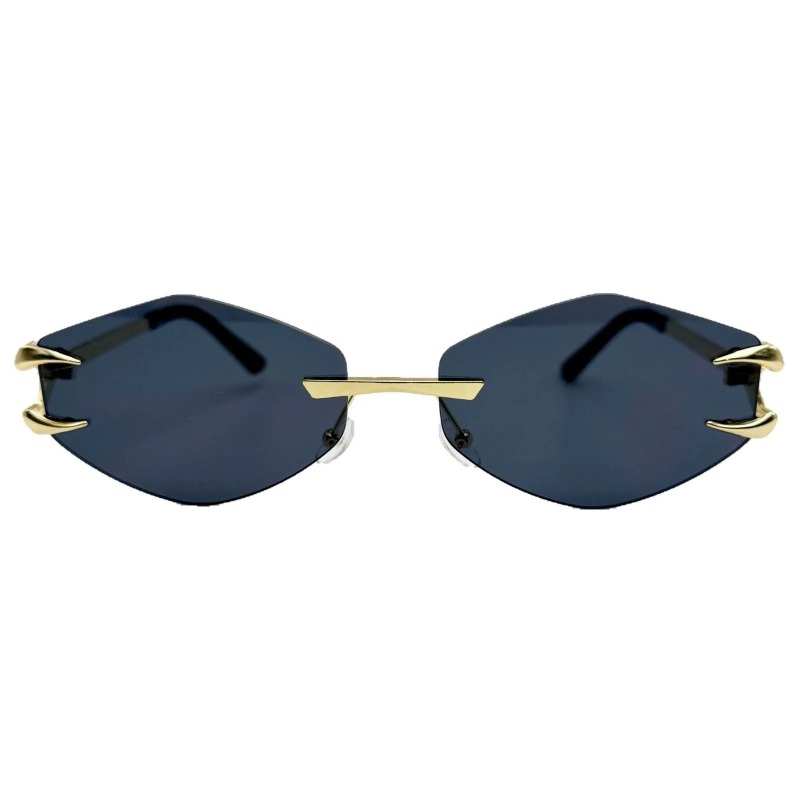 Lunettes de soleil punk tendance sans monture, rectangulaires, pour hommes et femmes, protection UV400, pour la conduite, monture métallique, verres dégradés