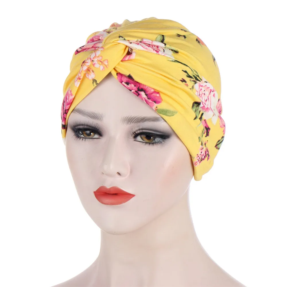 Turban intérieur imprimé avec nœud torsadé indien pour femmes musulmanes, Turban, couvre-chef, couvre-chef, perte de cheveux