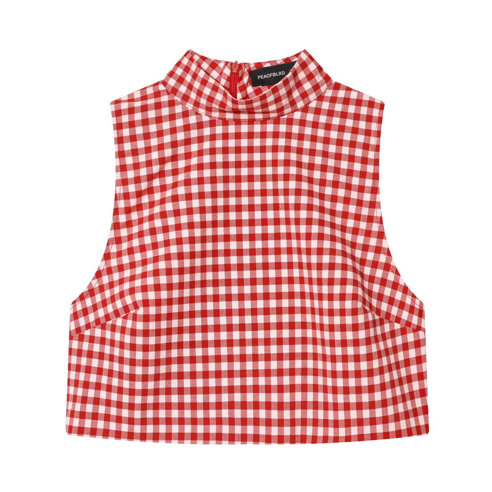 Vêtements pour femmes de style européen et américain, nouvelle mode, ensemble haut court sans manches à col haut et pantalon à carreaux