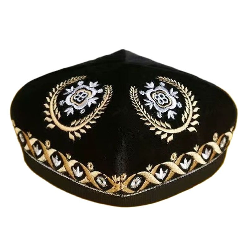 Chapeaux musulmans pour hommes, chapeau de prière en coton, Kufi islamique, juif, à quatre coins, pour fête, danse, luxe 03121
