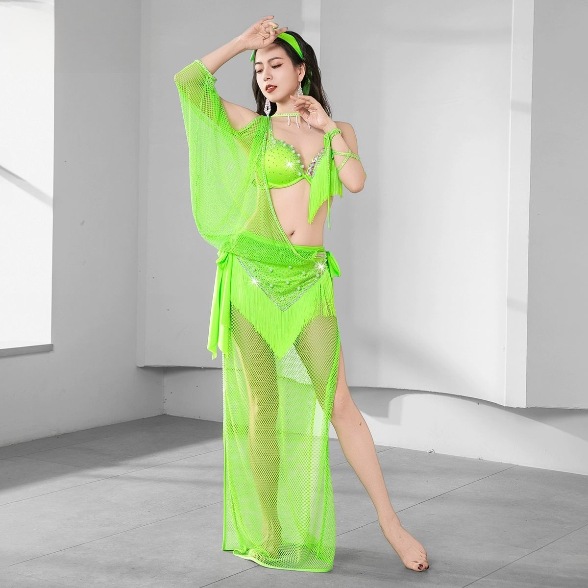 Costume de danse du ventre égyptien BALADI Robe groupe danse folklorique soutien-gorge compétition Performance SHAABI Robe résille Robe franges