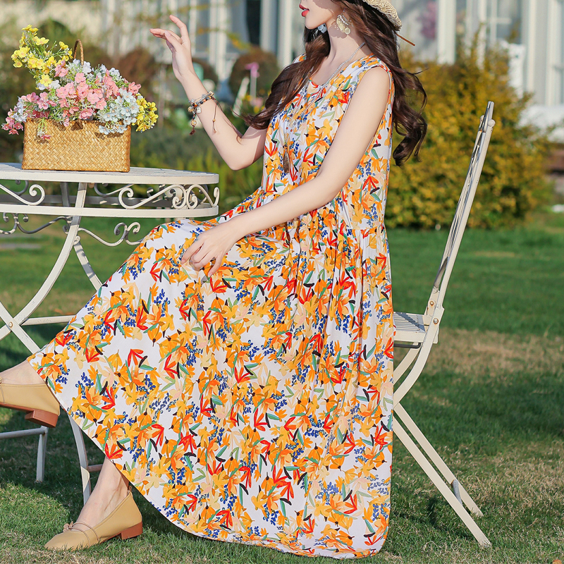Robe longue d'été grande taille pour femmes, Vintage, ample, décontractée, élégante, sans manches, 2025