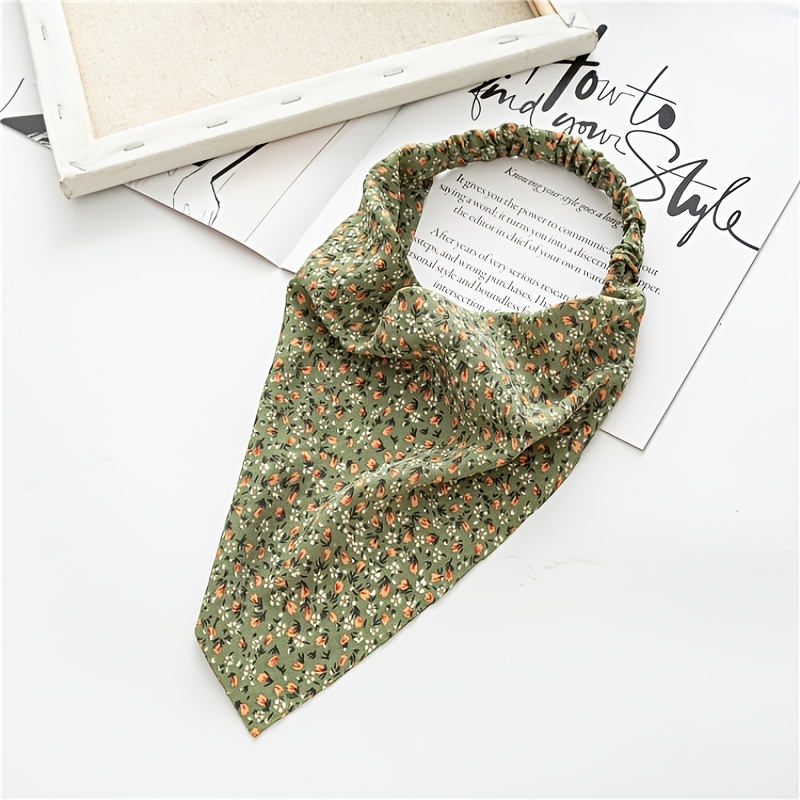 Lot de 5 bandeaux floraux bohèmes – Foulard triangulaire élastique en mousseline pour femmes et filles – Accessoire capillaire élégant pour toutes les occasions
