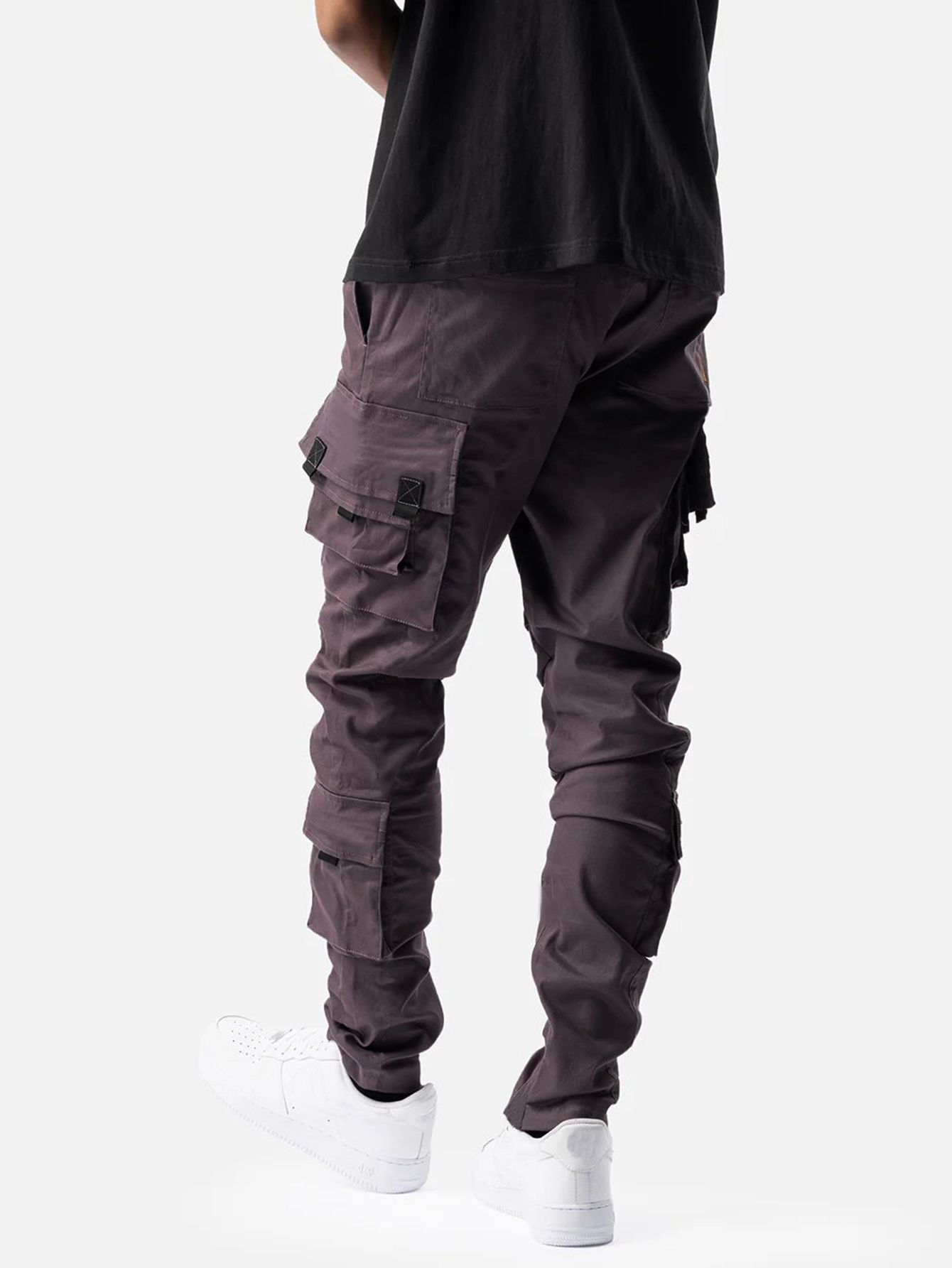 Pantalon long décontracté et élégant pour homme, design multi-poches, taille à cordon de serrage, streetwear ajusté pour le printemps et l'automne