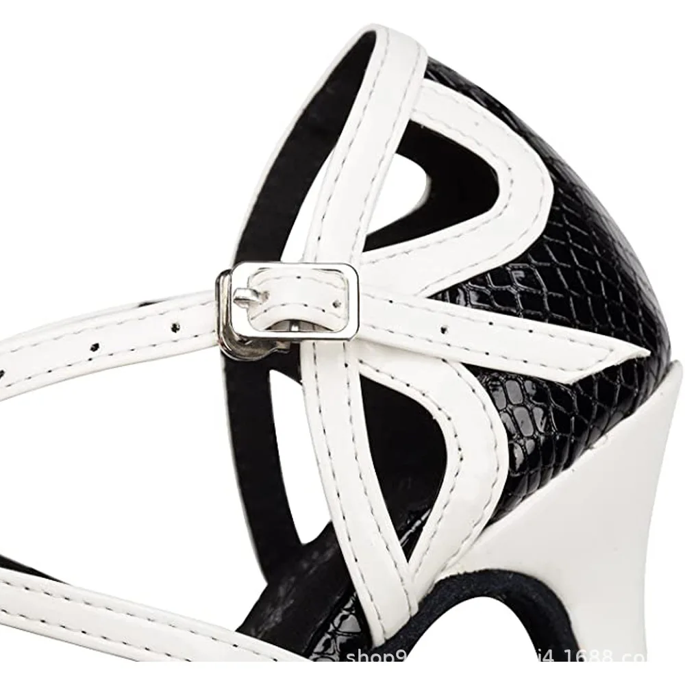 Chaussures de danse latine noires pour femmes, semelle souple, pour intérieur, jazz, tango, soirée, talon haut, sandales ajourées été 2026