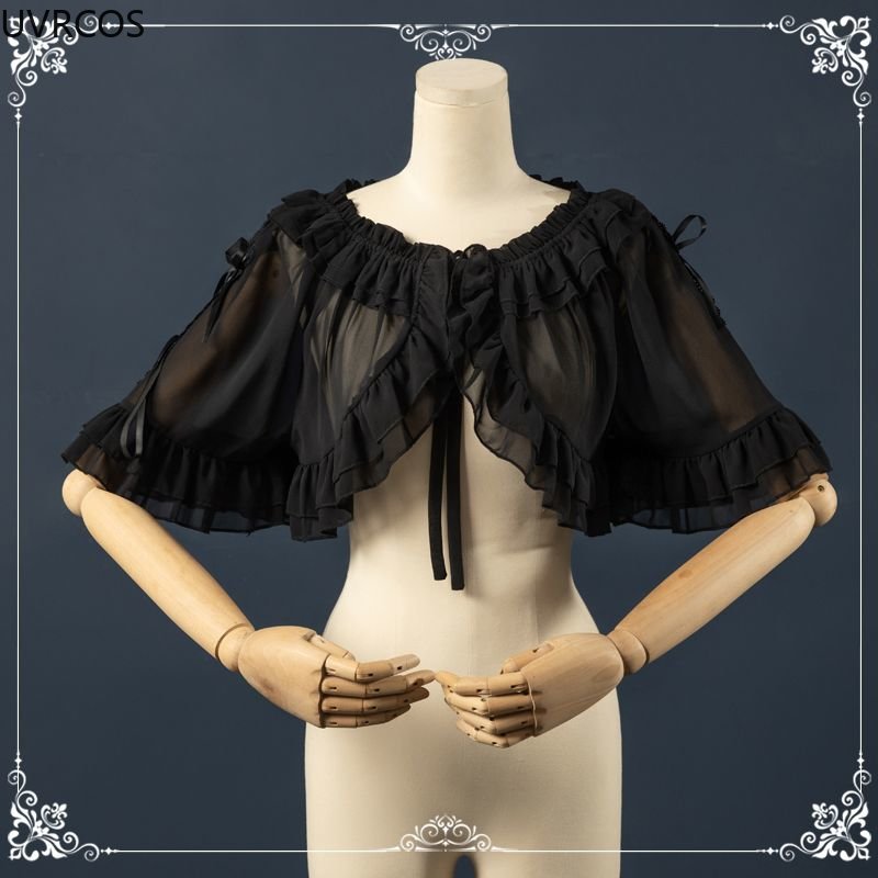 Été doux Lolita châle manteau femmes Vintage élégant nœud pansement en mousseline de soie Cardigan ample couverture extérieure haut mignon mince maille Cape manteau