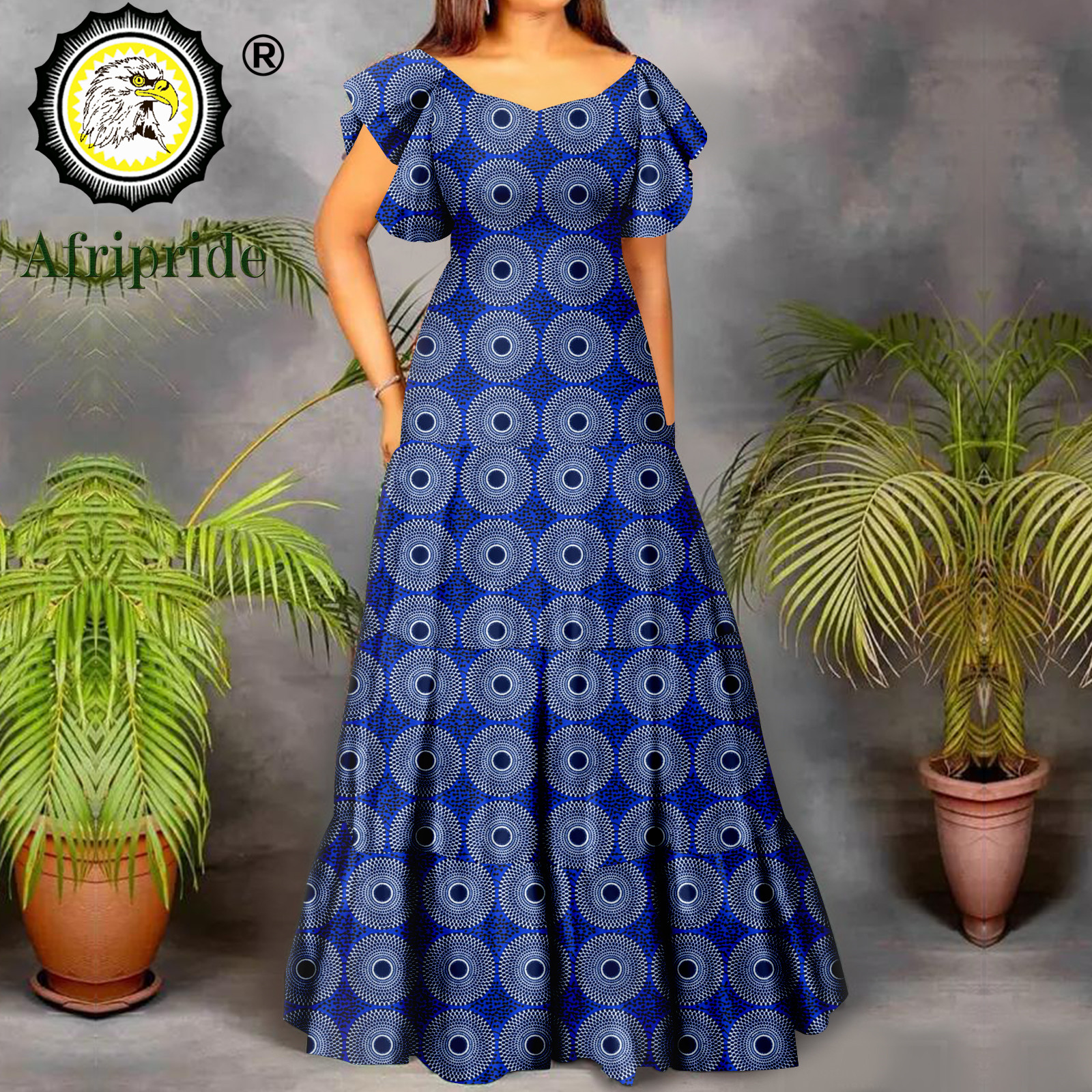 Robe africaine pour femmes, manches courtes, taille haute, Dashiki, tenue imprimée Ankara, Maxi, soirée de mariage, A2225021