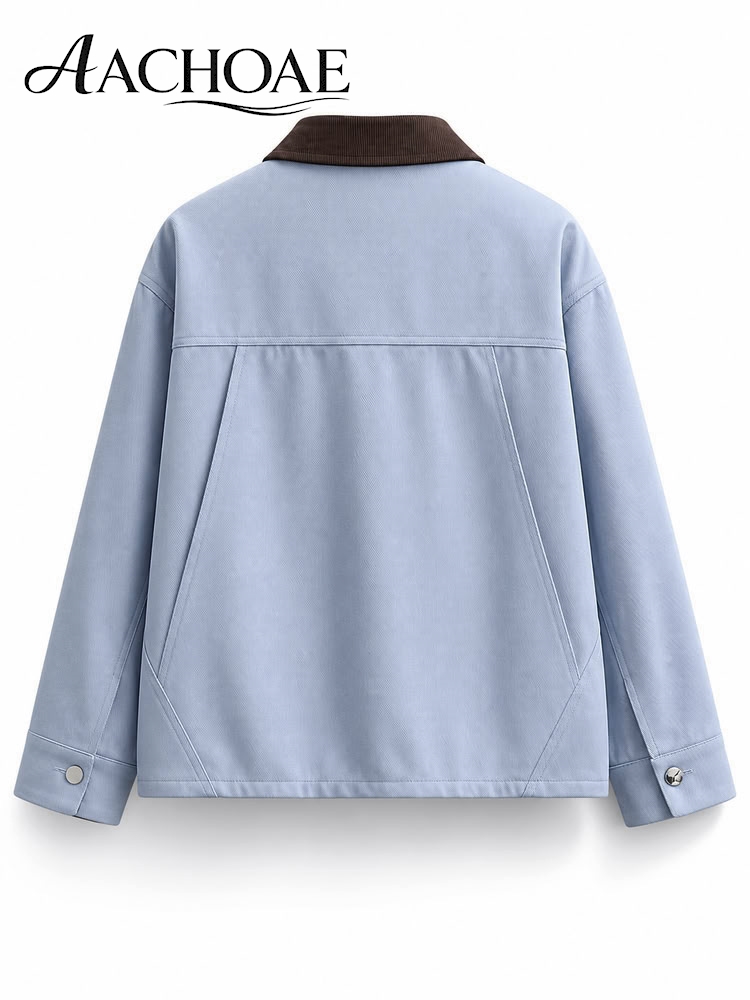 Veste utilitaire vintage pour femme, col en velours côtelé, manteau de travail, veste cargo décontractée surdimensionnée