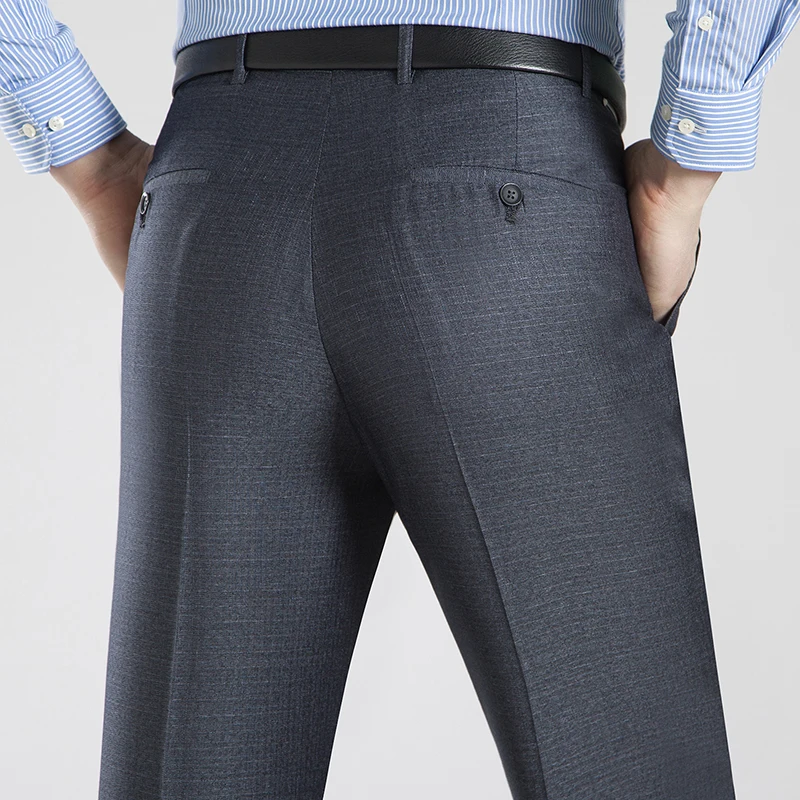 Pantalon de costume d'affaires pour hommes, taille 29 à 56, printemps-automne, tenue formelle en soie unie, Long, Baggy, bureau