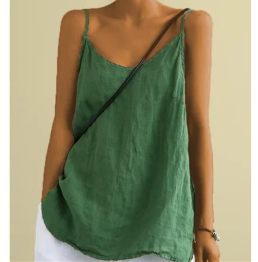 Débardeur fin et ample à col en V uni, sans manches, style décontracté, pour femme, idéal pour les vacances, polyvalent, été, simple