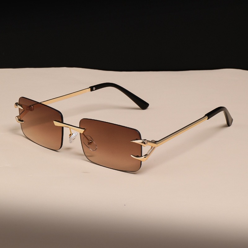 Lunettes modernes sans monture avec monture en métal, légères et durables, lunettes rectangulaires minimalistes, accessoire de mode unisexe