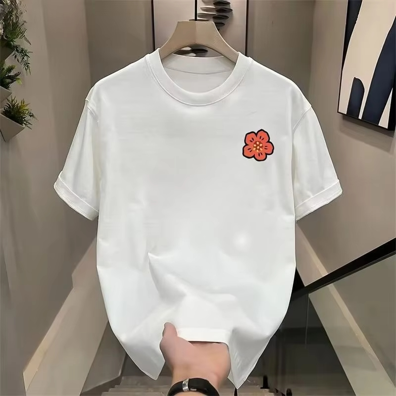T-shirt Unisexe en Coton à Manches Courtes Motif Fleur Cartoon 2026 – Marque de Luxe Streetwear – Hauts T-shirt Homme