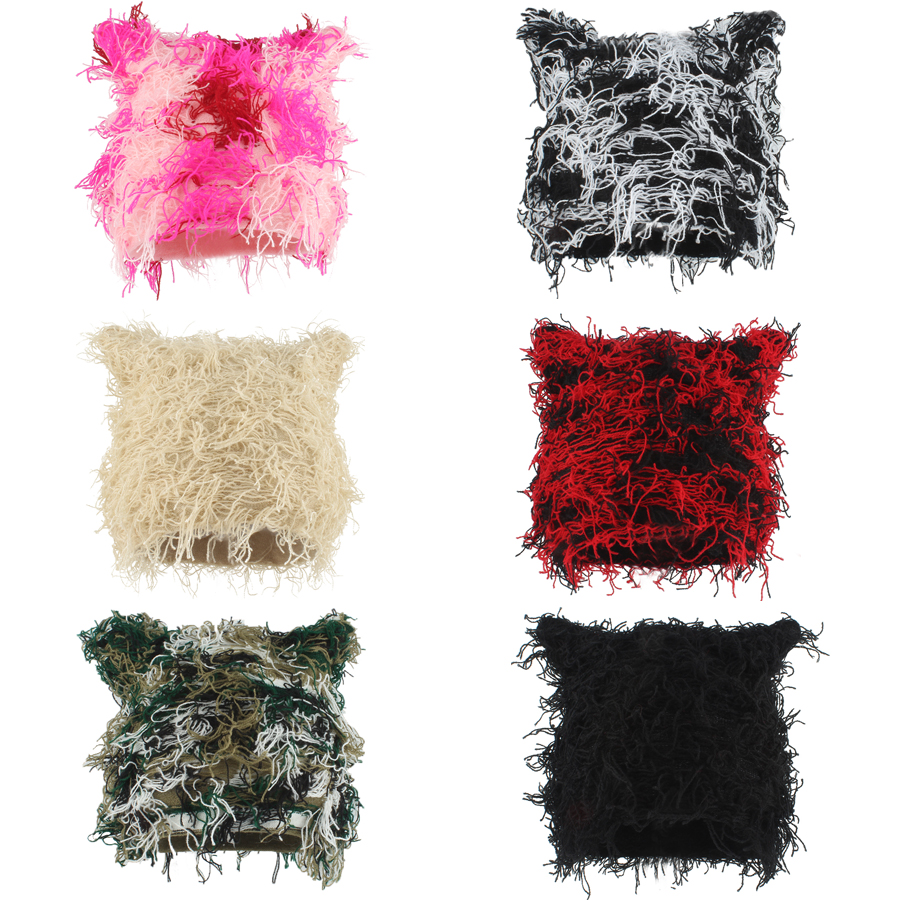 Automne hiver chapeaux pour femmes mignon oreilles de chat tricoté chapeau unisexe mode rue Punk Hip Hop casquettes cagoule noir rose Skullies Bea