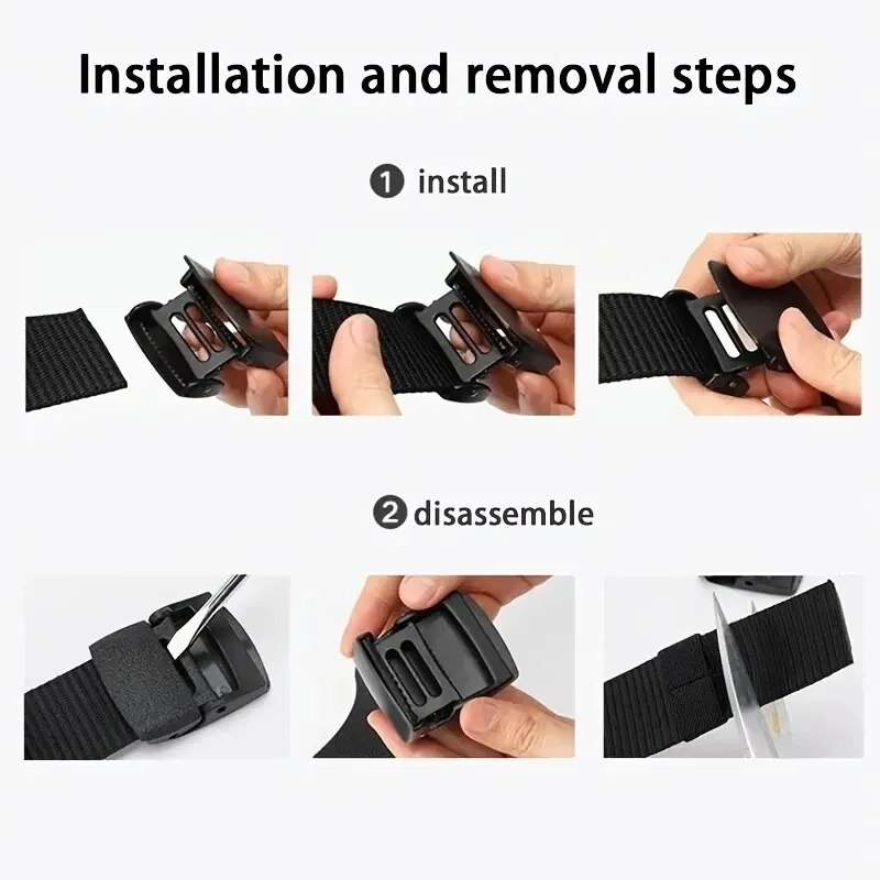 Ceinture tactique en toile de nylon non métallique, anti-allergie, idéale pour l'entraînement en extérieur, les contrôles de sécurité et l'usage quotidien avec des pantalons, polyvalente
