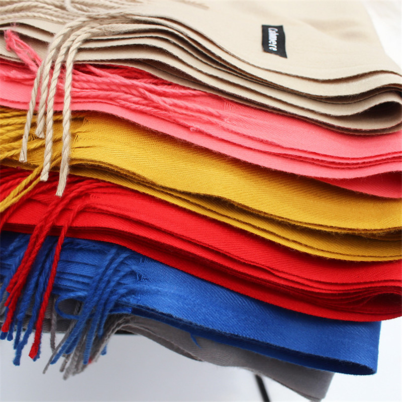 250g grand doux soyeux Pashmina châle écharpe en couleur unie pur hiver chaud laine cachemire dames printemps foulards pour femme
