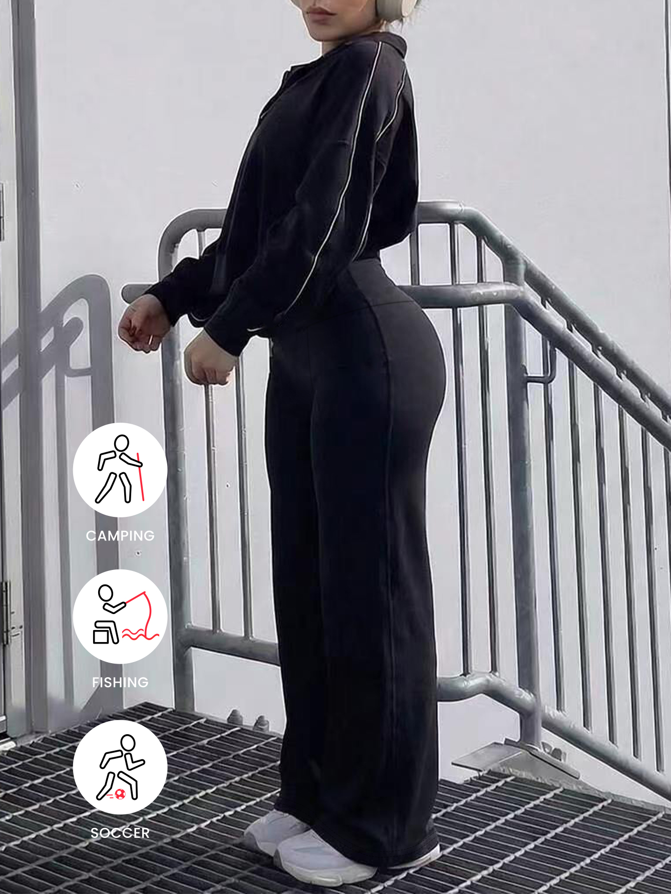 Pantalon décontracté pour femme, coupe droite et large, en polyester doux pour la peau, idéal pour les trajets quotidiens, les voyages, le fitness, la course à pied et les activités de plein air