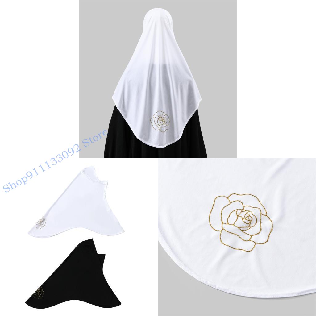H9ED – écharpe Hijab musulmane, fleur Rose, couvre-chef ethnique pour femmes, événement culturel