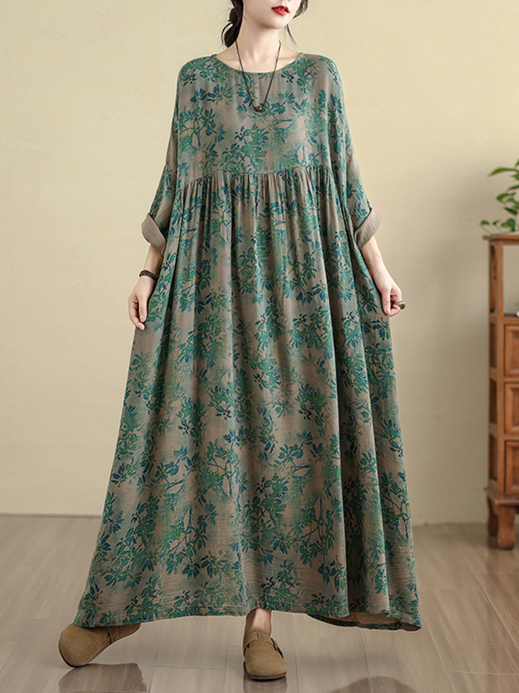 Robes Vintage en coton à manches longues pour femmes, imprimé Floral, toutes saisons, décontractées, amples, vêtements élégants, nouvelle collection