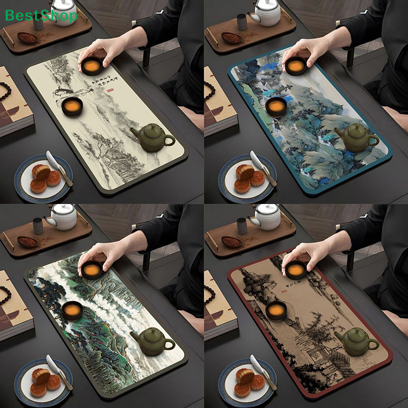 〔R〕 Nappe de table de style chinois, absorbante, à séchage rapide, nappe longue haut de gamme pour usage domestique, torchon sans lavage.