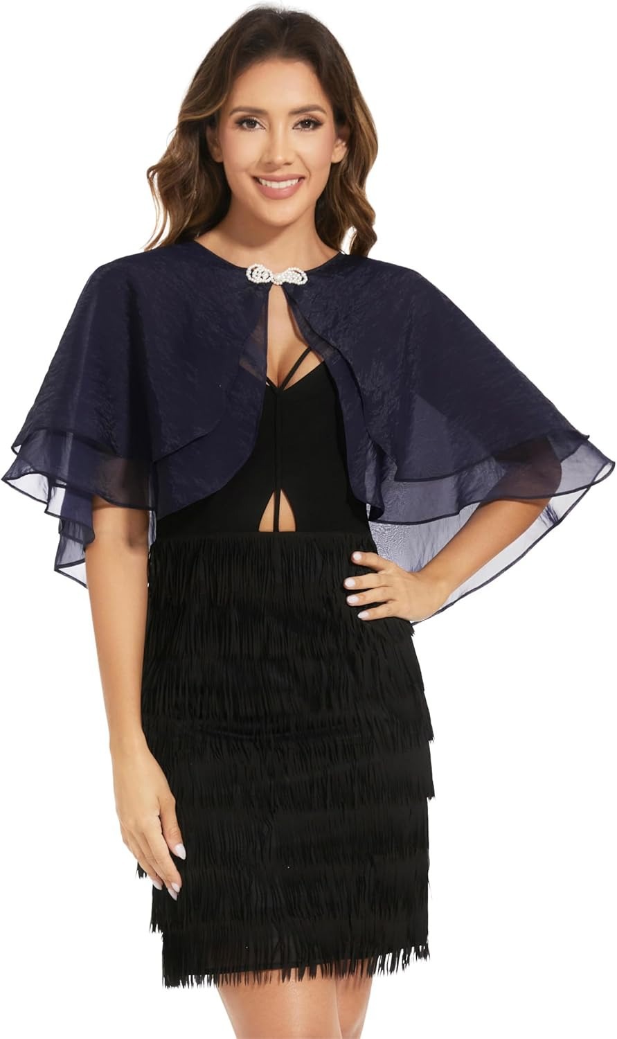 Élégant châle boléro en mousseline transparente pour femme, protection solaire, écharpe en soie fine, couverture de soirée pour mariage, fête, robe de bal
