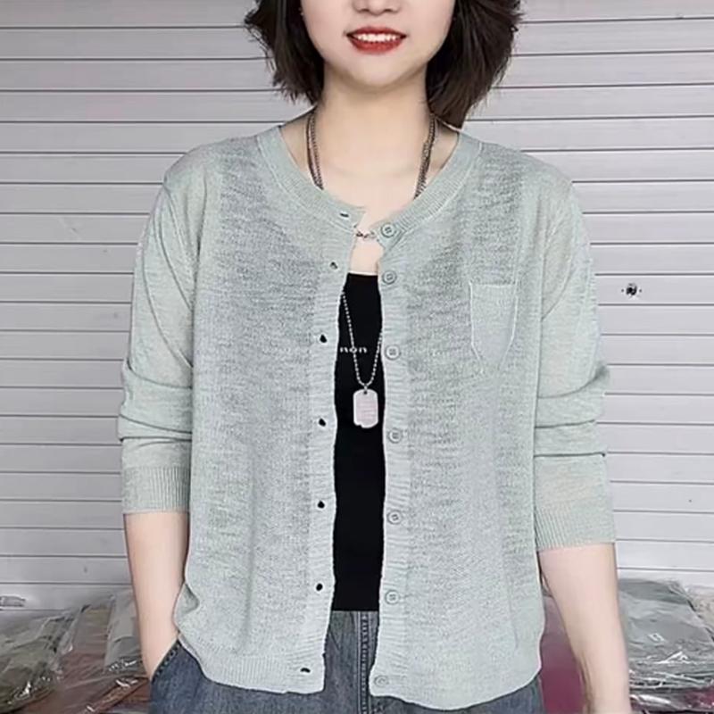 Cardigan tricoté de style coréen pour femmes, châle d'été à manches longues, protection solaire fine, petit manteau, haussement d'épaules, nouvelle collection 2025