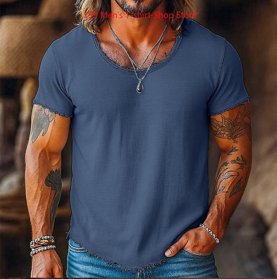 T-shirt décontracté pour homme, mode printemps 2026, manches courtes, couleur unie, coupe ample