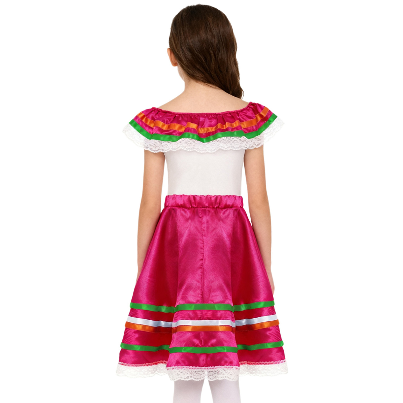 Robe de danse Flamenco mexicaine 2 pièces pour filles, tenue à épaules dénudées, haut à volants avec jupe, ensemble d'activités mexicaines, Costumes de carnaval