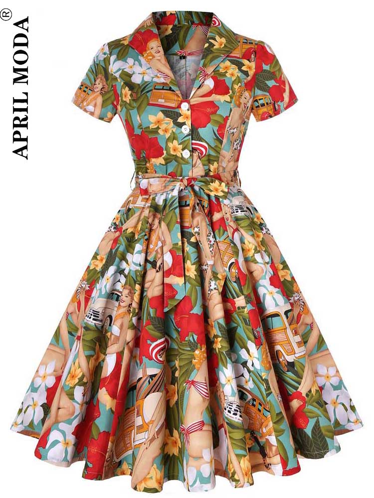 Robe de cocktail Pinup Rockabilly 2026, robe midi en coton, tunique, Jurken, décontractée, vintage, années 60, années 1950, grande jupe évasée, robe d'été pour fête