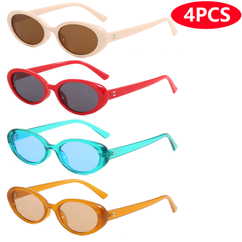 4 pièces/7pc petites lunettes de soleil ovales Vintage lunettes de soleil ovales 2024 hommes petites lunettes de soleil ovales rétro mode femmes lunettes de soleil Oculus ﻿