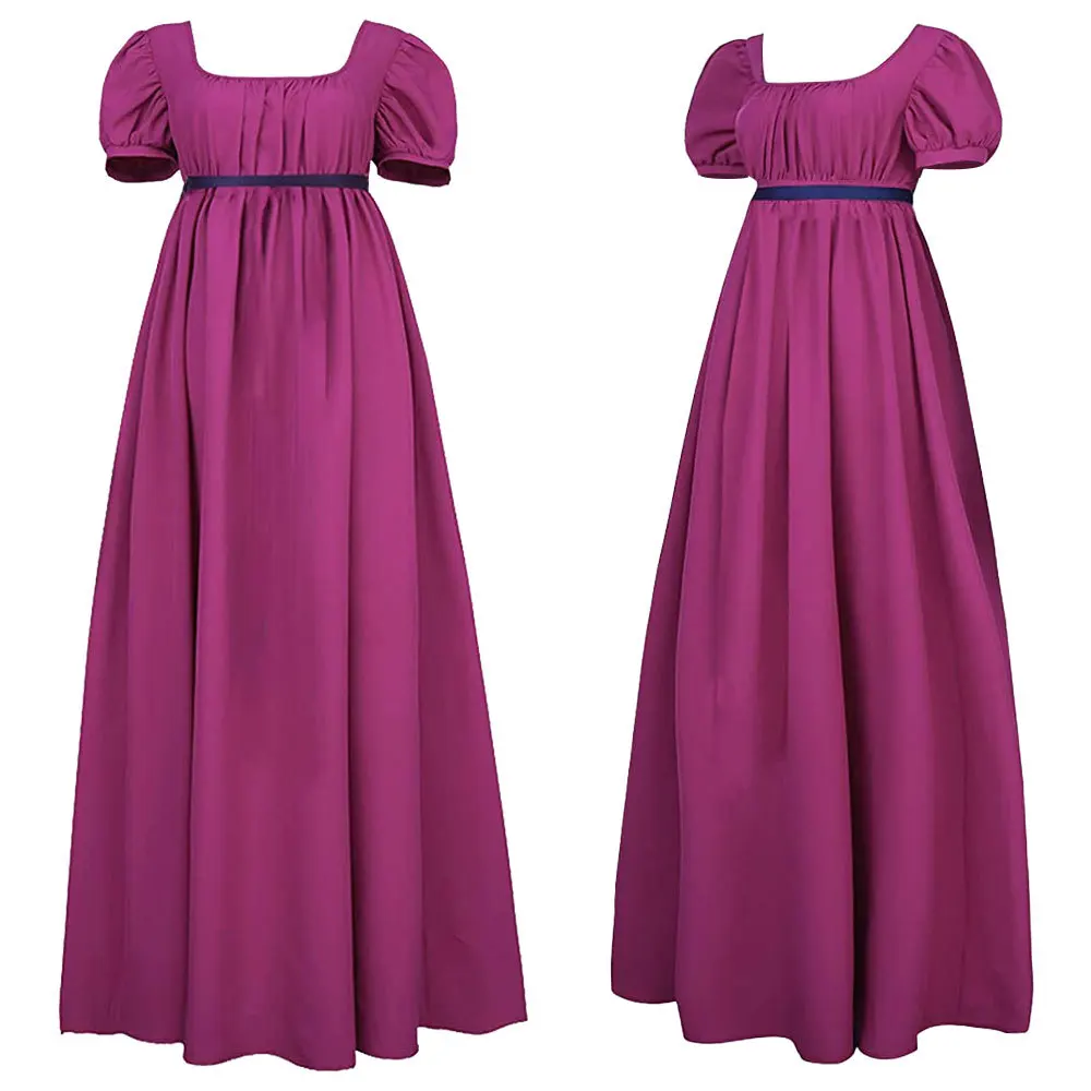 Robes pour femmes avec ceinture en Satin, manches bouffantes à volants, taille Empire, robe de soirée thé pour femmes, 2024