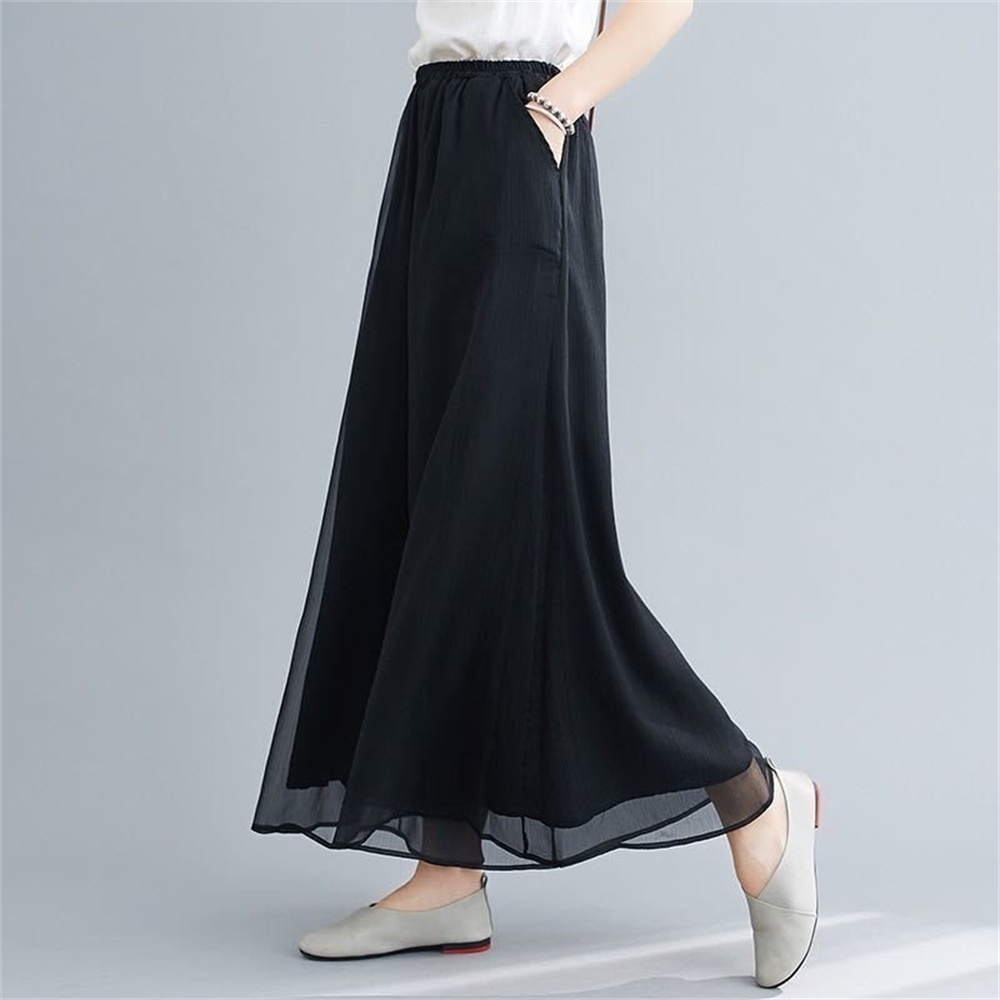 Vêtements de danse chinoise pour femmes, pantalons élégants, taille élastique, blanc et noir, vêtements de Style coréen, 2025