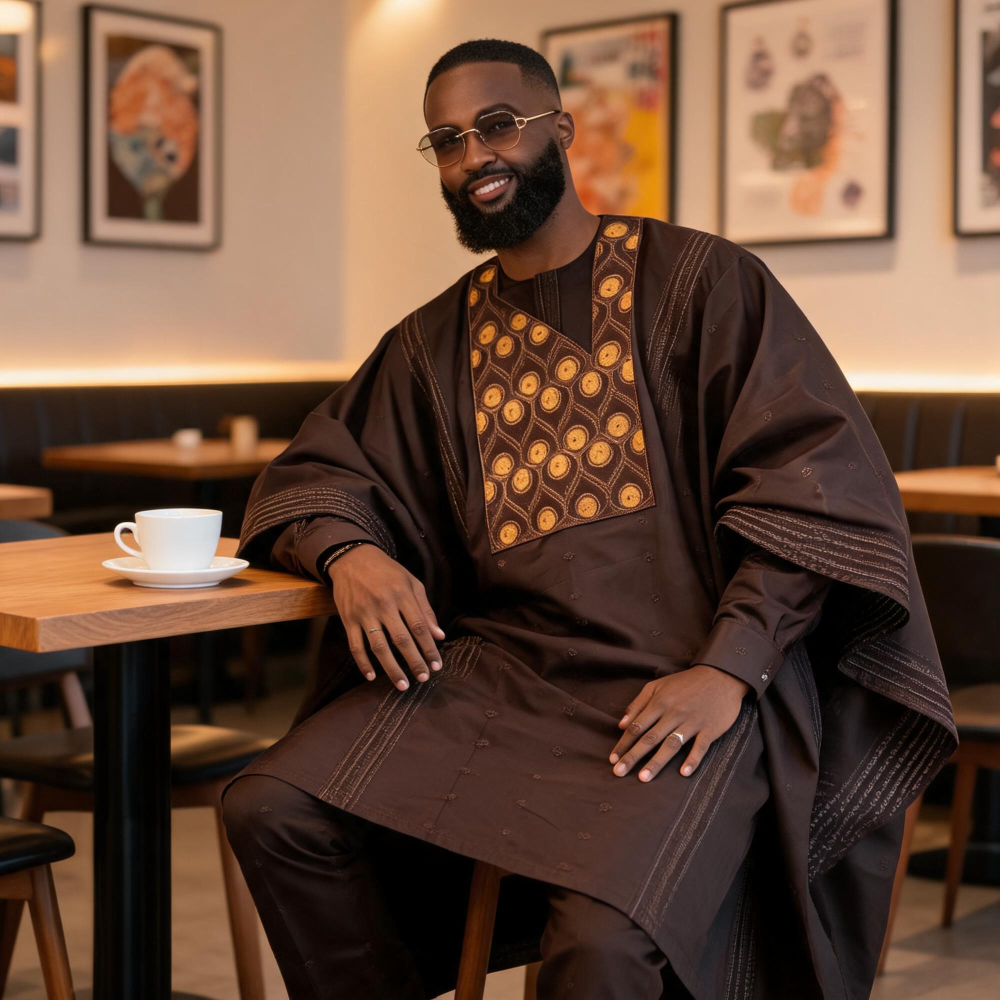 Vêtements africains pour homme, haut à manches longues avec broderie Bazin Riche