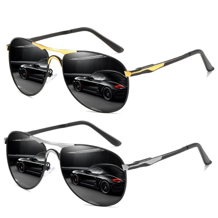 Lunettes de soleil de pilote surdimensionnées en métal de luxe pour hommes et femmes, idéales pour la conduite et la pêche