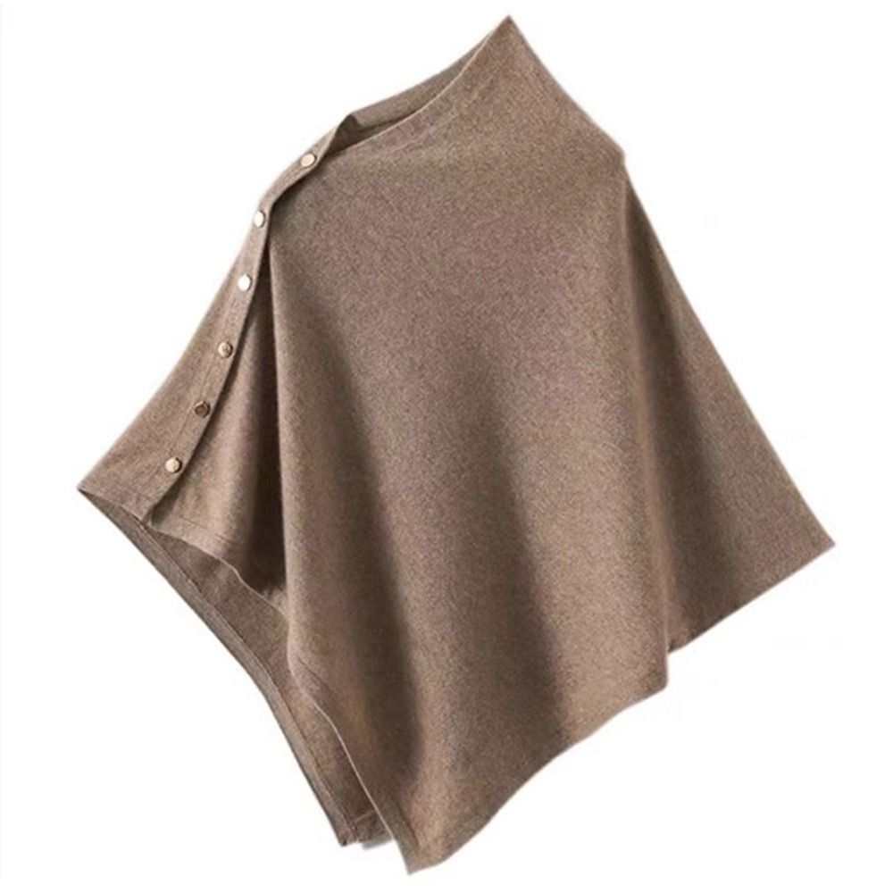 Nouveau avec bouton Pashmina châle épais chaud épaule haut irrégulier décontracté tricoté épais chaud Poncho automne hiver