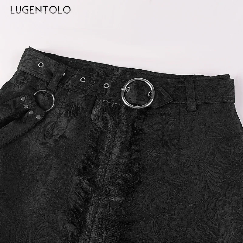 Dark Rock jupe hommes Punk vapeur gothique fête asymétrique Jacquard rétro décontracté hommes mode nouvelle solide fourrure barbe demi-tissu