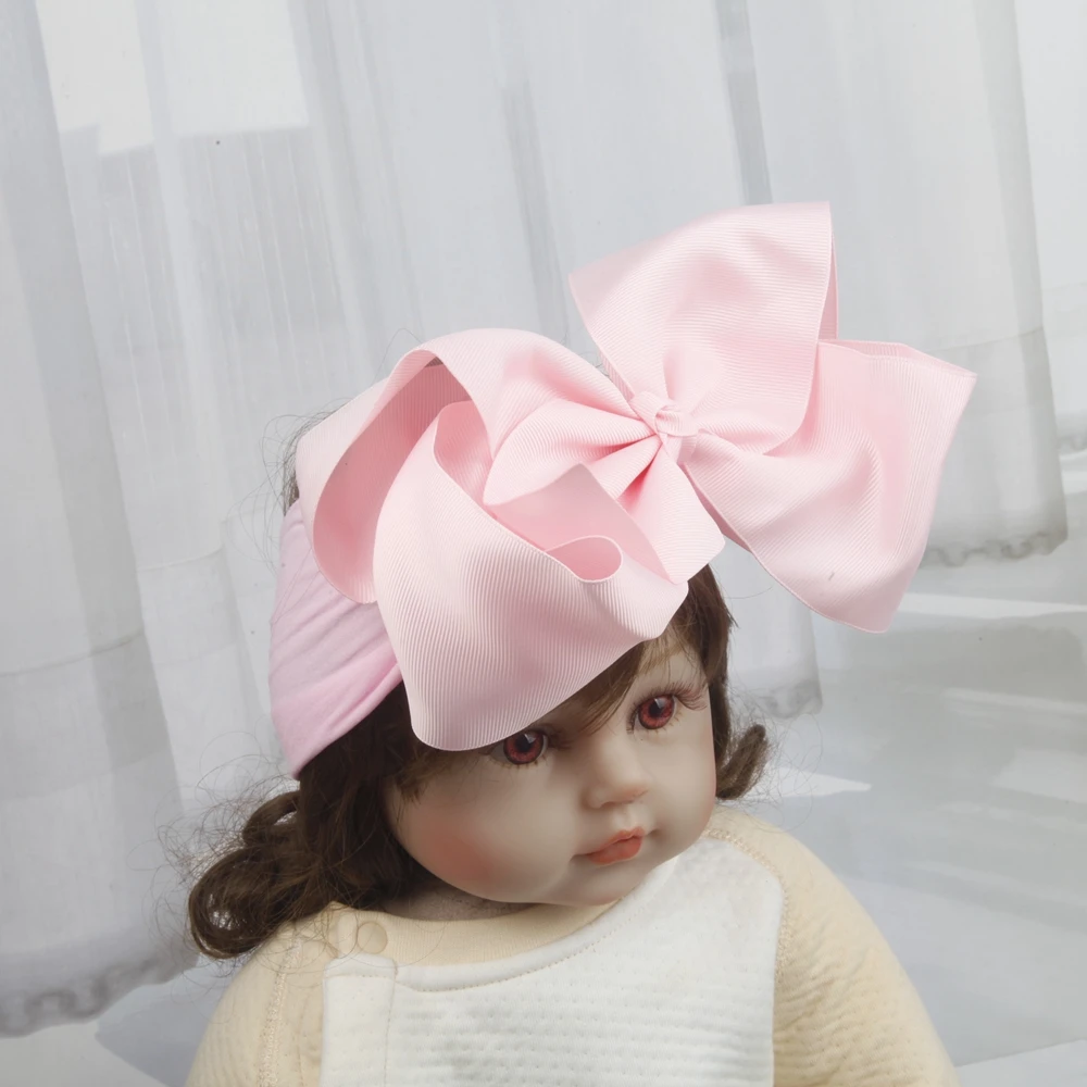 Bandeaux en nylon de 8 pouces avec nœuds pour bébés filles, bandeaux doux en forme de nœud, turbans, accessoires pour cheveux de bébé, couvre-chefs pour enfants
