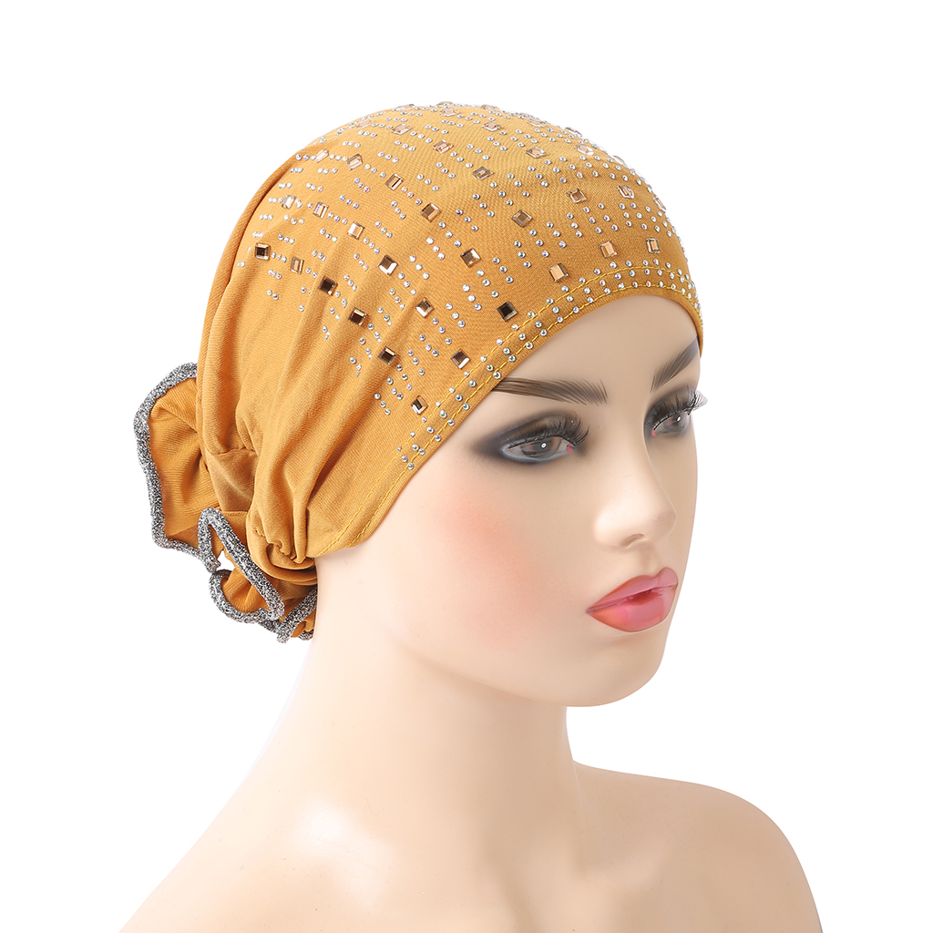 Chapeaux musulmans de haute qualité avec des biscuits de kirchen, écharpe islamique à enfiler avec des fleurs sur le dos, turban, bonnet hijab, casquettes intérieures, H008