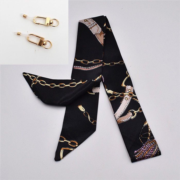 Sangles d'écharpe en soie pour femmes, chaîne de lunettes, mode bohémien, masque imprimé coloré, lunettes de soleil, lanière, accessoires bijoux