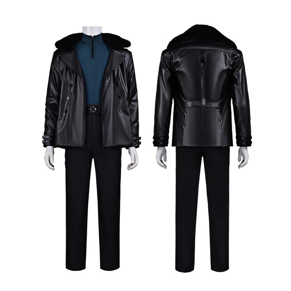 Costume de cosplay Resident Evil, film d'horreur, Leon Kennedy, ensemble complet, manteau, ceinture et perruque, tenue de jeu pour Comic Con, Halloween, jeu de rôle
