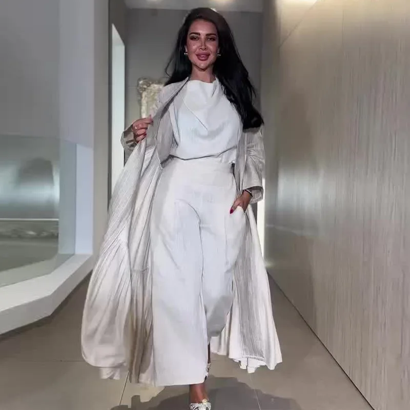 Ensemble 2 pièces musulman pour femmes, manteau long, coupe-vent, pantalon large trempé, Ramadan, Maroc, Dubaï, Islam, tenues arabes décontractées