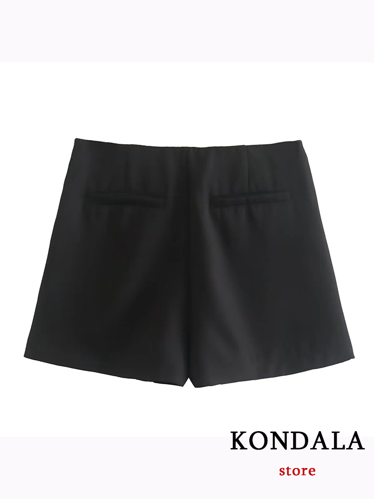 KONDALA femmes mode 2025 décontracté Mini jupes asymétriques Shorts taille haute poches arrière jupes larges fermeture éclair femme Shorts