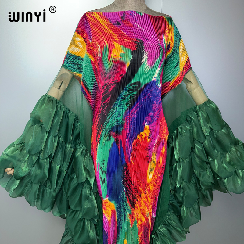 Robe plissée élastique WINYI, style kaftan, abaya de luxe Dubaï, robe de soirée plissée, abaya pour femme musulmane