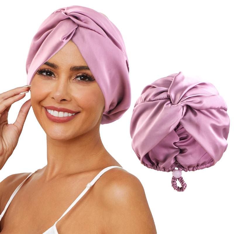 Nouveau Turban en soie Bonnets pour femmes réglable torsadé dormir nuit casquette extensible chimio tête enveloppement casquette pour dames bouclées