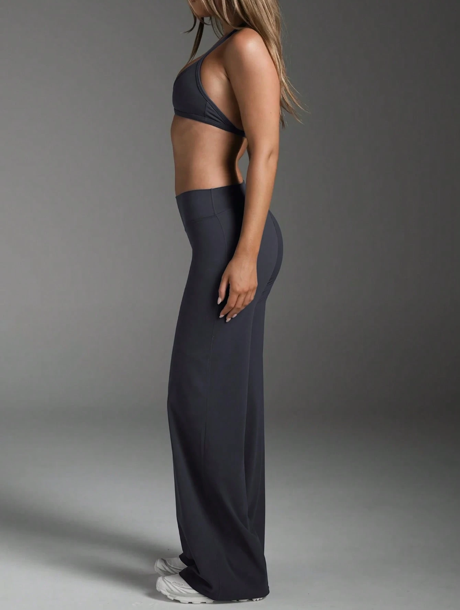 1 piece simple casual straight pants, drape breathable fabric, high waist elasticity suitable for exercise and fitness to work