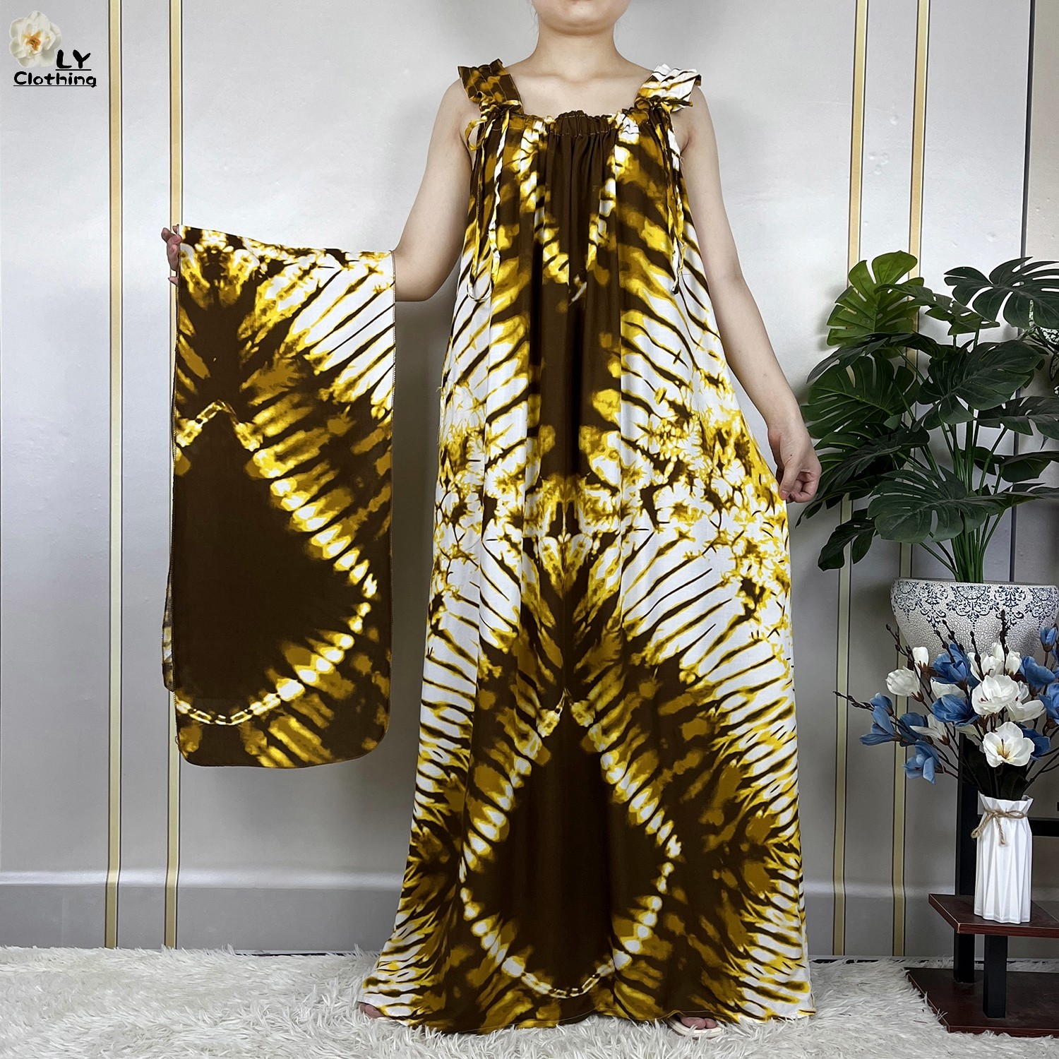 Robe Africaine en Pur Coton pour Femme, Boubou Maxi, Dubaï, Islam, Abaya, Col Bateau, Été, 2023