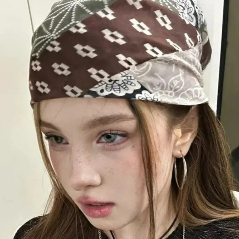 Mode Y2K filles coton Floral foulard femmes coréen coton lin carré écharpe élégant cou foulards petites enveloppes Bandana