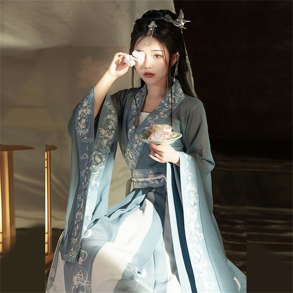 Robe Hanfu chinoise pour femmes, Costume de carnaval Cosplay, tenue de fête, Vintage traditionnel ancien, robe d'été verte et rougeHanfu