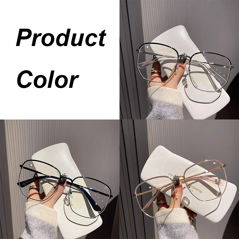 Lunettes carrées surdimensionnées à la mode pour hommes et femmes, monture métallique ultralégère, Anti lumière bleue, lentille transparente, optique