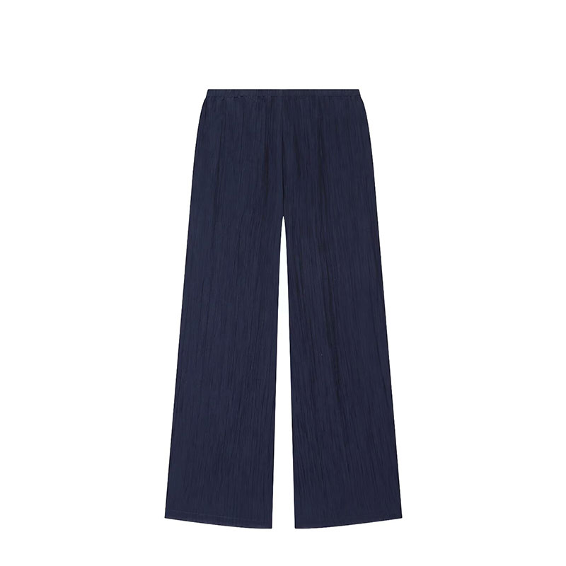 TFAFXY 2026 Nouvel ensemble mode chic décontracté d'été pour femme : chemise plissée semi-transparente à manches longues et pantalon droit ample