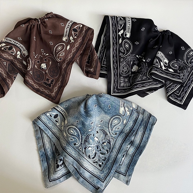 Chouchou Extra-Large imprimé Bandana rétro, un accessoire pour cheveux Unique, élégant et de Niche pour attacher les cheveux, 1 pièce